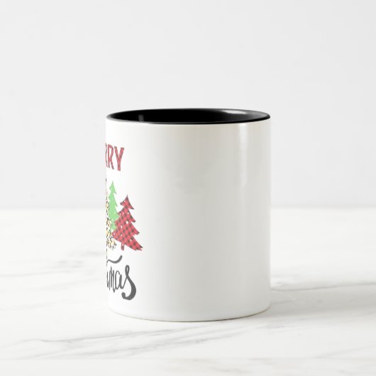 Karierte Weihnachtsbäume in der Tasse Winterwald (Mittel)