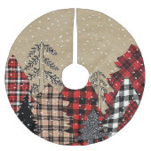 Karierte Weihnachtsbäume Polyester Weihnachtsbaumdecke (Vorderseite)