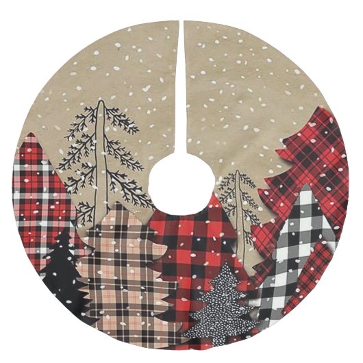 Karierte Weihnachtsbäume Polyester Weihnachtsbaumdecke (Vorderseite)