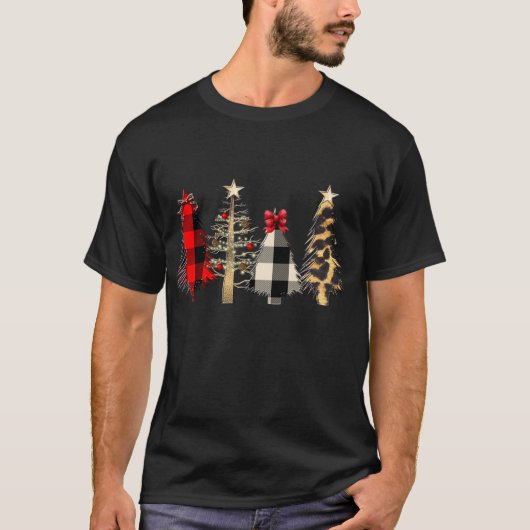 Karierte Weihnachtsbäume T-Shirt (Vorderseite)