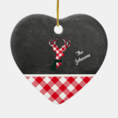 Karierte Weihnachtsbaumplatte Personalisiert Keramik Ornament (Hinten)