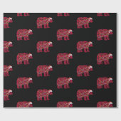 Karierte Weihnachtsbeleuchtung Bärenschein Weihnac Geschenkpapier (Flach)