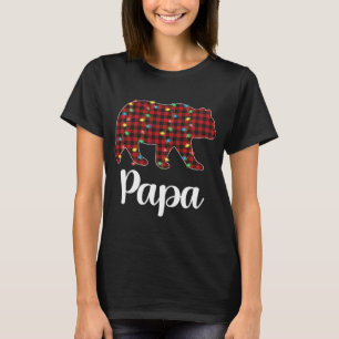 Karierte Weihnachtsbeleuchtung Papa Bear Xmas Paja T-Shirt