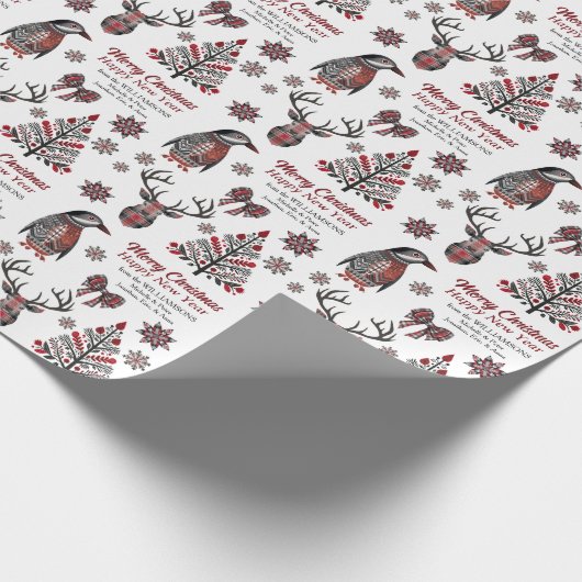 Karierte Weihnachtsbilder von Boho Geschenkpapier (Ecke)