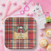 Karierte Weihnachtsfamilie Rustikal Pappteller (Party)