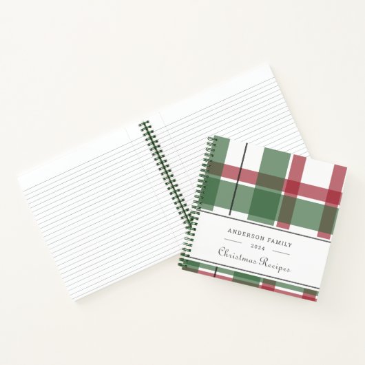 Karierte Weihnachtsfamilienrezepte Notizblock (Innenseite)