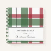 Karierte Weihnachtsfamilienrezepte Notizblock (Vorderseite)