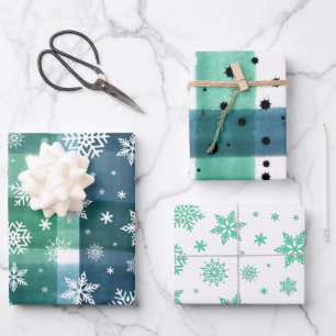 Karierte Weihnachtsfarbe   Geschenkpapier Set
