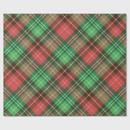 Karierte Weihnachtsfarben Geschenkpapier (Flach)
