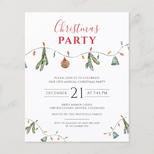 Karierte Weihnachtsfeier Einladung (Vorderseite)