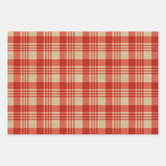 Karierte Weihnachtsfeier Geschenkpapier Set (Vorderseite)