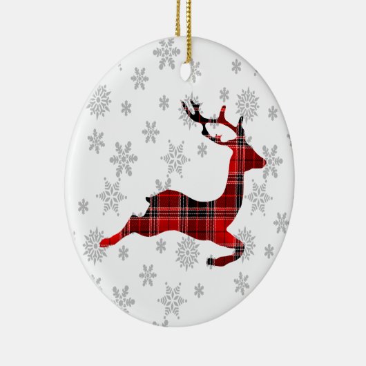 Karierte Weihnachtsfeier Keramik Ornament (Rechts)