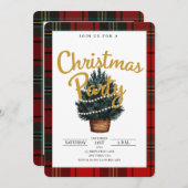 Karierte Weihnachtsfeier Party Einladung (Vorne/Hinten)