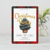 Karierte Weihnachtsfeier Party Einladung (Stehend Vorderseite)