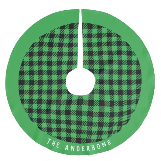 Karierte Weihnachtsfeier Polyester Weihnachtsbaumdecke (Vorderseite)