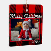 Karierte Weihnachtsfeiertage 2 Seiten Modern Keramikornament (Rechts)