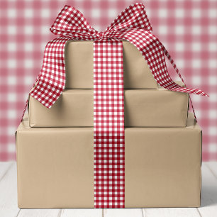 Karierte Weihnachtsfeiertage in Rot und Weiß Satinband