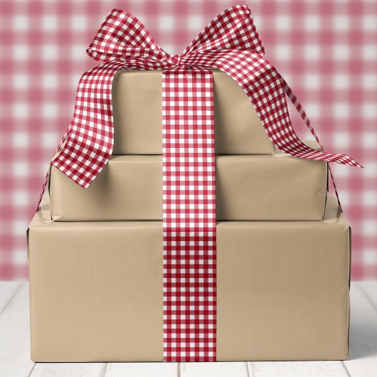 Karierte Weihnachtsfeiertage in Rot und Weiß Satinband