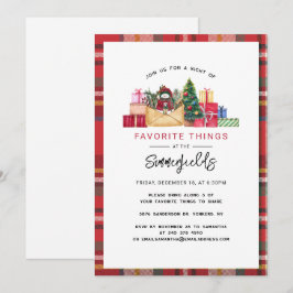 Karierte Weihnachtsfeiertage Lieblings-Dinge Party Einladung