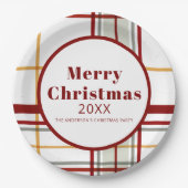 Karierte Weihnachtsfeiertage Papierplatte Pappteller (Vorderseite)
