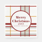 Karierte Weihnachtsfeiertage Papierplatte Serviette (Vorderseite)