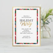 Karierte Weihnachtsfeiertage Party Einladung (Stehend Vorderseite)