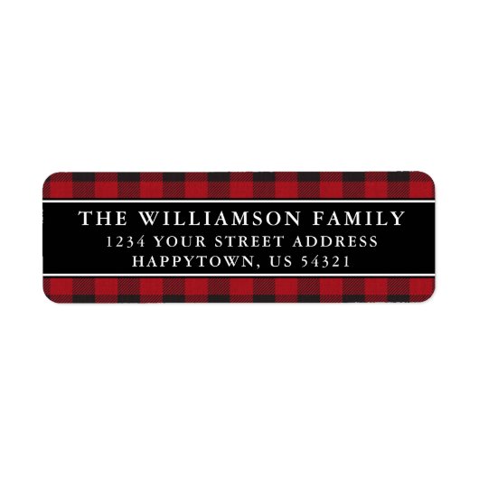 Karierte Weihnachtsfeiertage-Rücksendeadressen-Auf (Vorne)