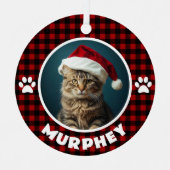 Karierte Weihnachtsferien, rot und schwarz Ornament Aus Metall (Vorderseite)