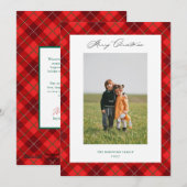 Karierte Weihnachtsfotokarte Feiertagskarte (Vorne/Hinten)