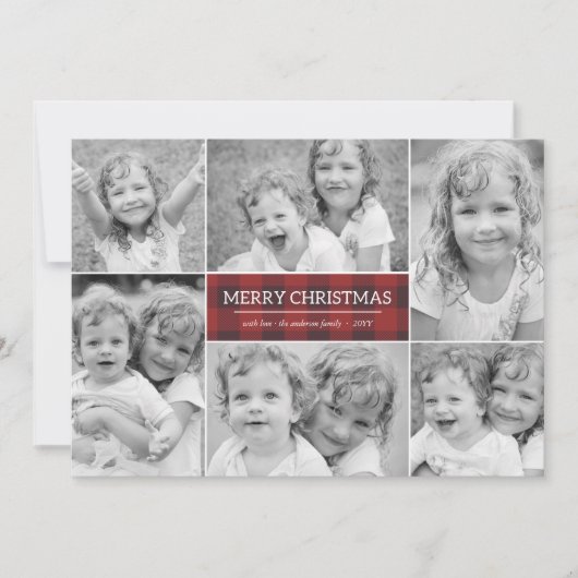 Karierte Weihnachtsfotokarte Feiertagskarte (Vorderseite)