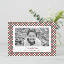 Karierte Weihnachtsfotokarte rot und grün Feiertagskarte
