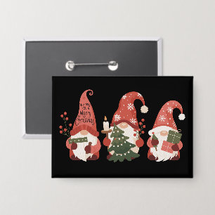 Karierte Weihnachtsgnome Santa Lustiges Frohe Weih Button