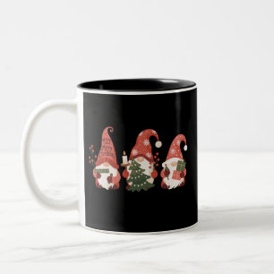 Karierte Weihnachtsgnome Santa Lustiges Frohe Weih Zweifarbige Tasse