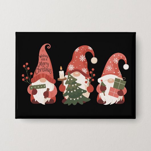 Karierte Weihnachtsgnomes Santa Funny Frohe Weihna Button (Vorderseite)