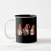 Karierte Weihnachtsgnomes Santa Funny Frohe Weihna Zweifarbige Tasse (Links)