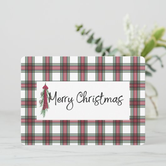 Karierte Weihnachtskarte (Stehend Vorderseite)
