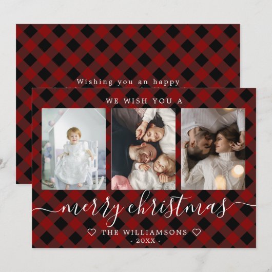 Karierte Weihnachtskarte Ankündigung (Vorne/Hinten)