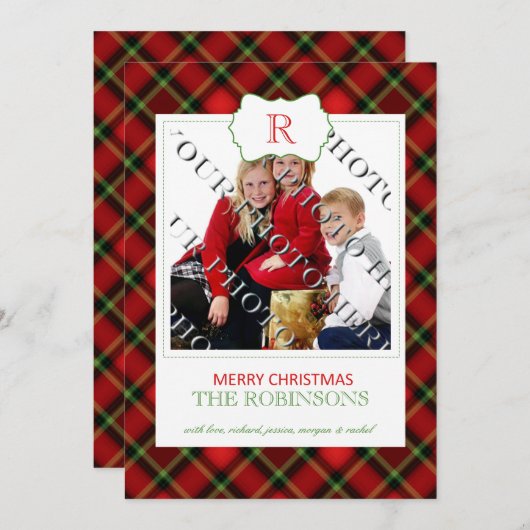 Karierte Weihnachtskarte Feiertagskarte (Vorne/Hinten)