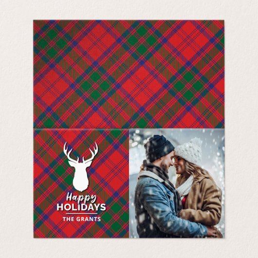 Karierte Weihnachtskarte für das Foto (Außenseite Aufgefaltet)