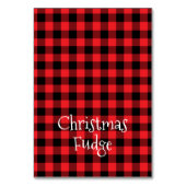 Karierte Weihnachtskarte in Rot und Schwarz Buffal Tischnummer (Vorderseite)