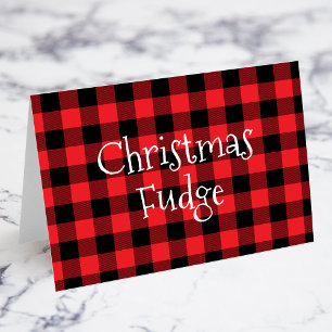 Karierte Weihnachtskarte in Rot und Schwarz Buffal Tischnummer