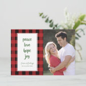 Karierte Weihnachtskarte Rot Feiertagskarte (Stehend Vorderseite)