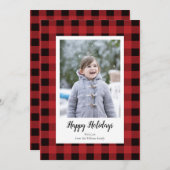 Karierte Weihnachtskarten aus Red Black Feiertagskarte (Vorne/Hinten)