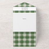 Karierte Weihnachtskarten der grünen Familie dreim All In One Einladung (Außenbereich)