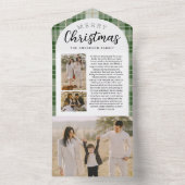 Karierte Weihnachtskarten der grünen Familie dreim All In One Einladung (Innen Boden)