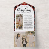 Karierte Weihnachtskarten der Roten Familie dreima All In One Einladung (Innen Boden)