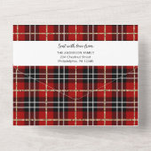 Karierte Weihnachtskarten der Roten Familie dreima All In One Einladung (Rückseite)