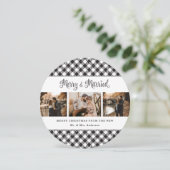 Karierte Weihnachtskarten Schwarz und Weiß Feiertagskarte (Stehend Vorderseite)