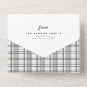 Karierte Weihnachtskohle 4 Foto Urlaub All In One Einladung (Rückseite)