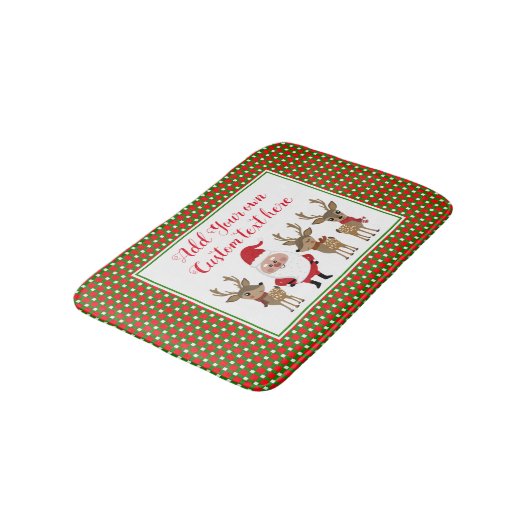 Karierte Weihnachtskundentypografie Badematte (Schrägansicht)